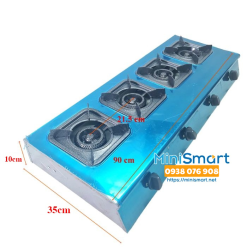 Bếp gas 4 họng dài nấu mì cay, cơm niêu, đổ bánh xèo, xào bò