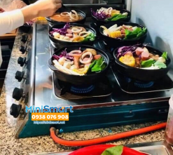 Bếp gas 8 họng nấu mì cay, cơm niêu, đổ bánh xèo, xào bò