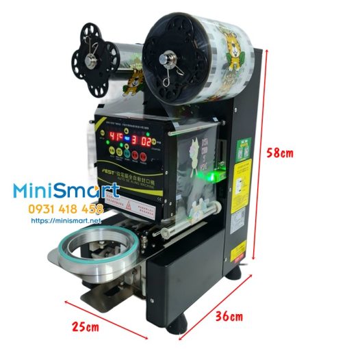 kích thước máy dập nắp ly trà sữa khổng lồ tự động hoàn toàn