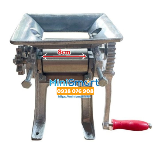 Máy cán mềm khô mực lõi inox 8cm quay bằng tay
