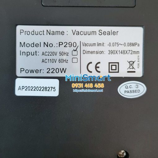 may hut chan khong ban tu dong p290 khong ken tui 5 Máy hút chân không bán tự động P290 không kén túi