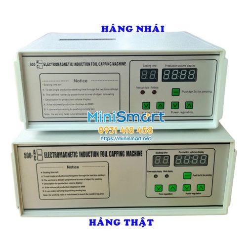 phan biet may seal chinh hang va hang nhai 2 Máy dán màng nhôm DLF-500C cho thực phẩm, hóa chất, dầu nhớt